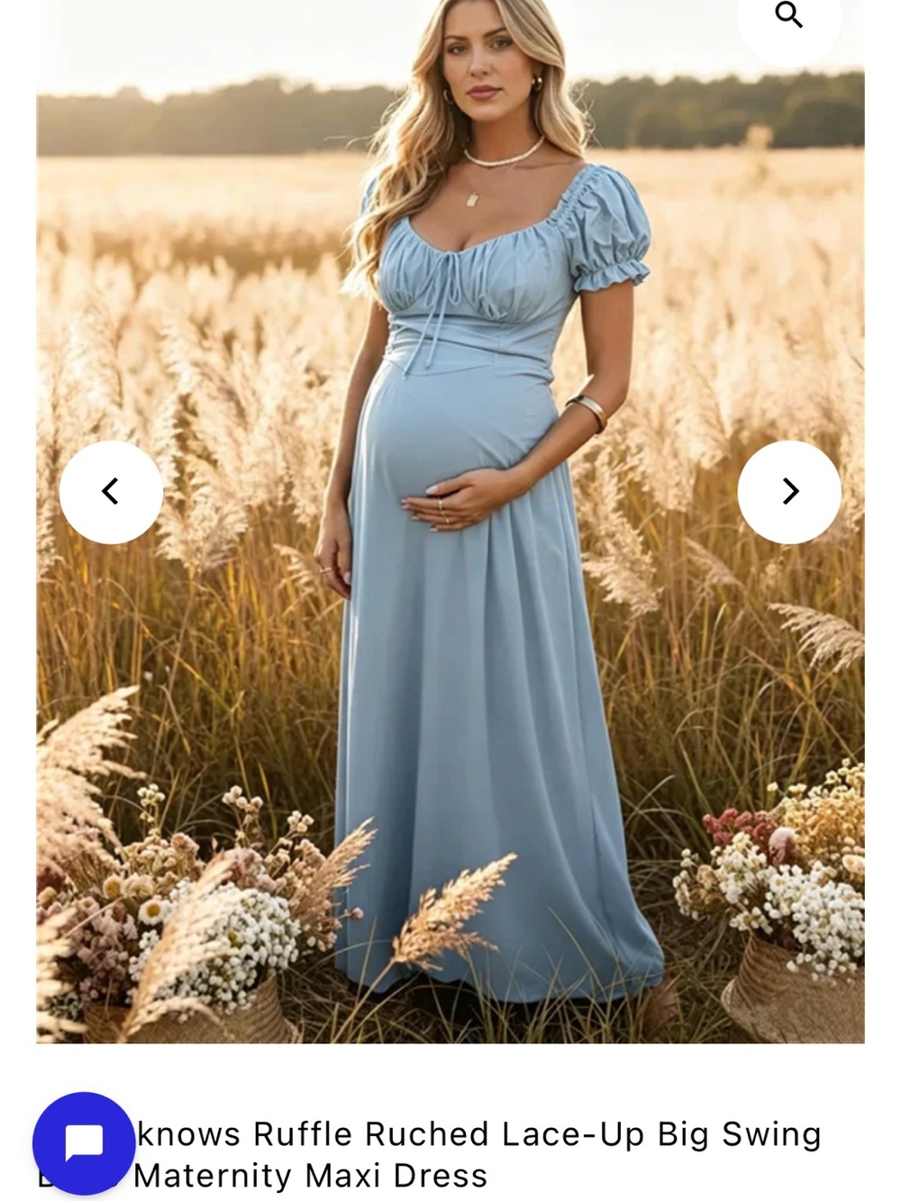 Momyknows LIGHT BLUE maternity dress - ruffle sleeve, lace up back